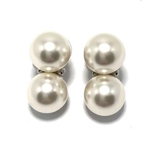 KENNETH JAY LANE, DOUBLE 14mm PEARL EARRING